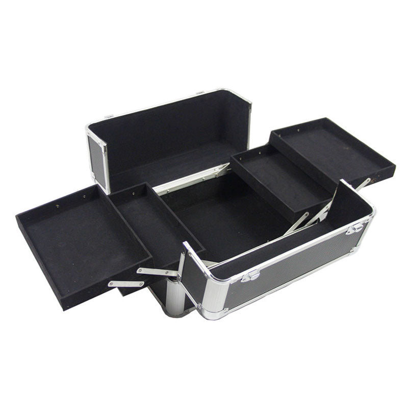 Cosmetics storage 4-in-1 Draw-bar Style Interchangeable Aluminum Rolling Makeup Case Black【Local Goods】