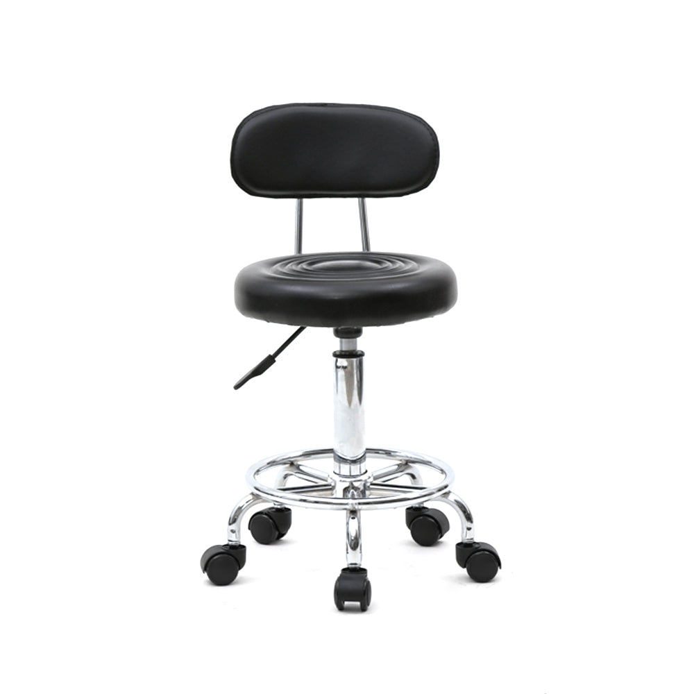 Health & Beauty Round Shape Adjustable Salon Stool with Back and Line Black
