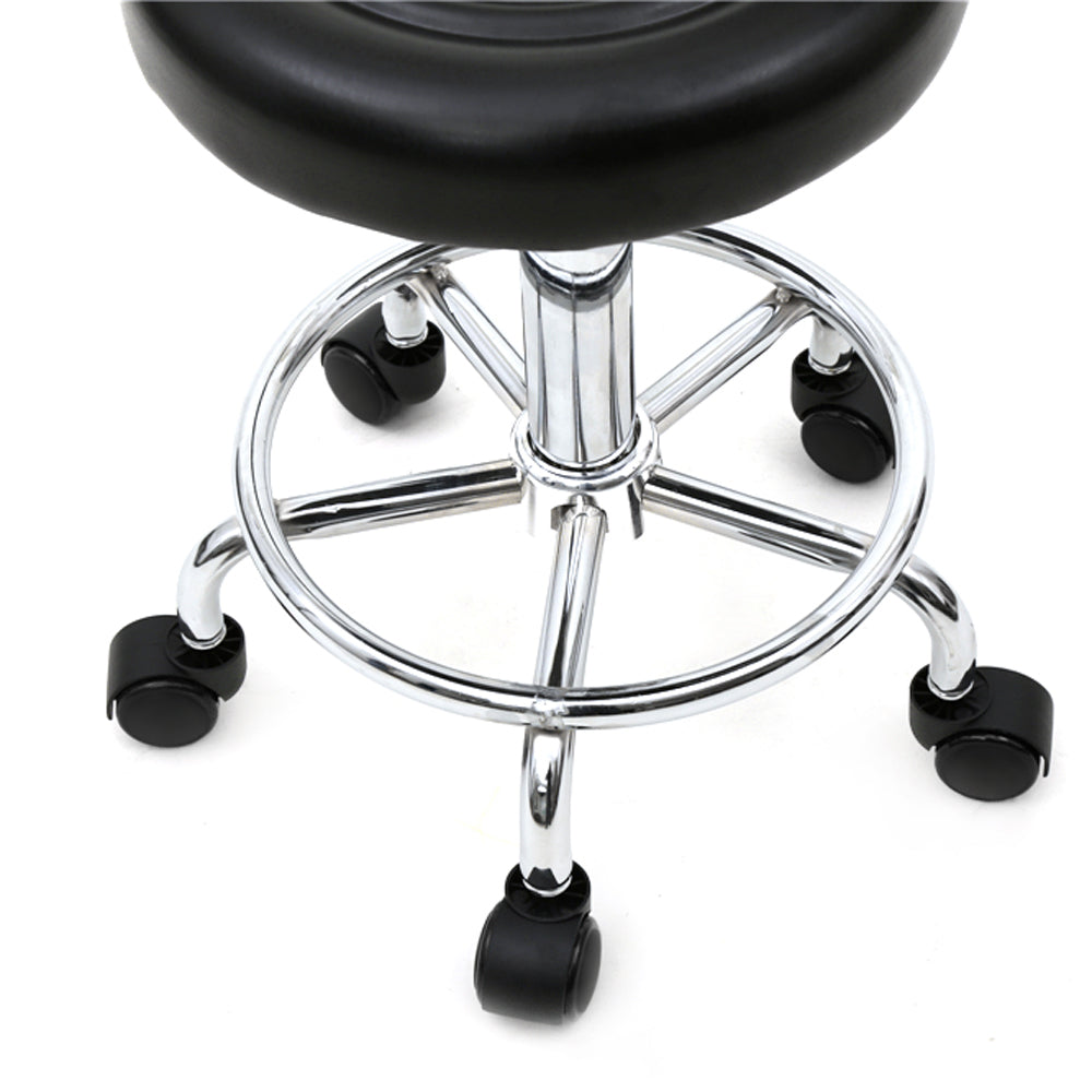 Health & Beauty Round Shape Adjustable Salon Stool with Back and Line Black