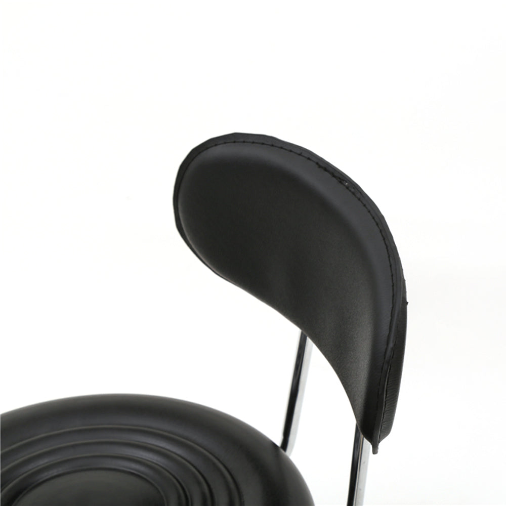Health & Beauty Round Shape Adjustable Salon Stool with Back and Line Black