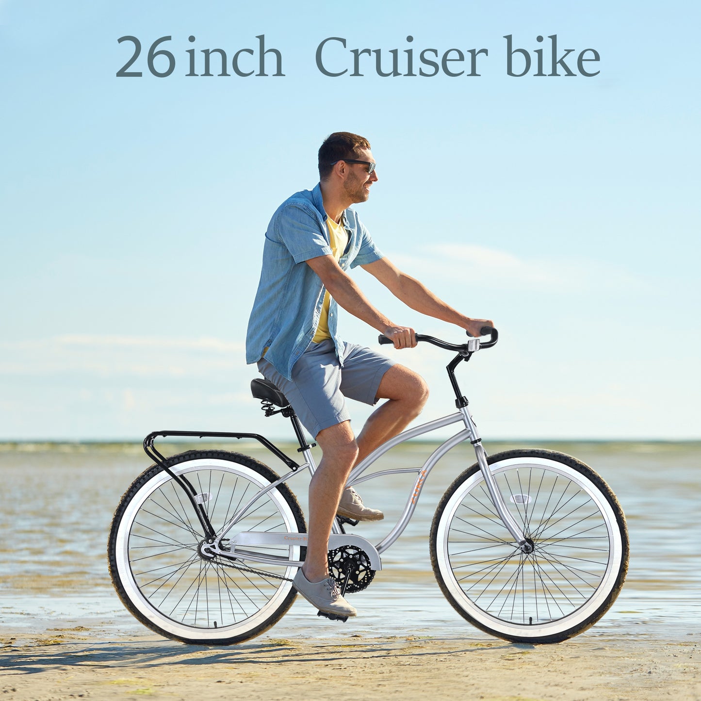 Ride and Slide Single Speed Bicycles 26"Inch,Steel Frame, Wide Wheels for Stability, Rear Coaster Brakes,Multiple Colors Men's Beach Cruiser Bike