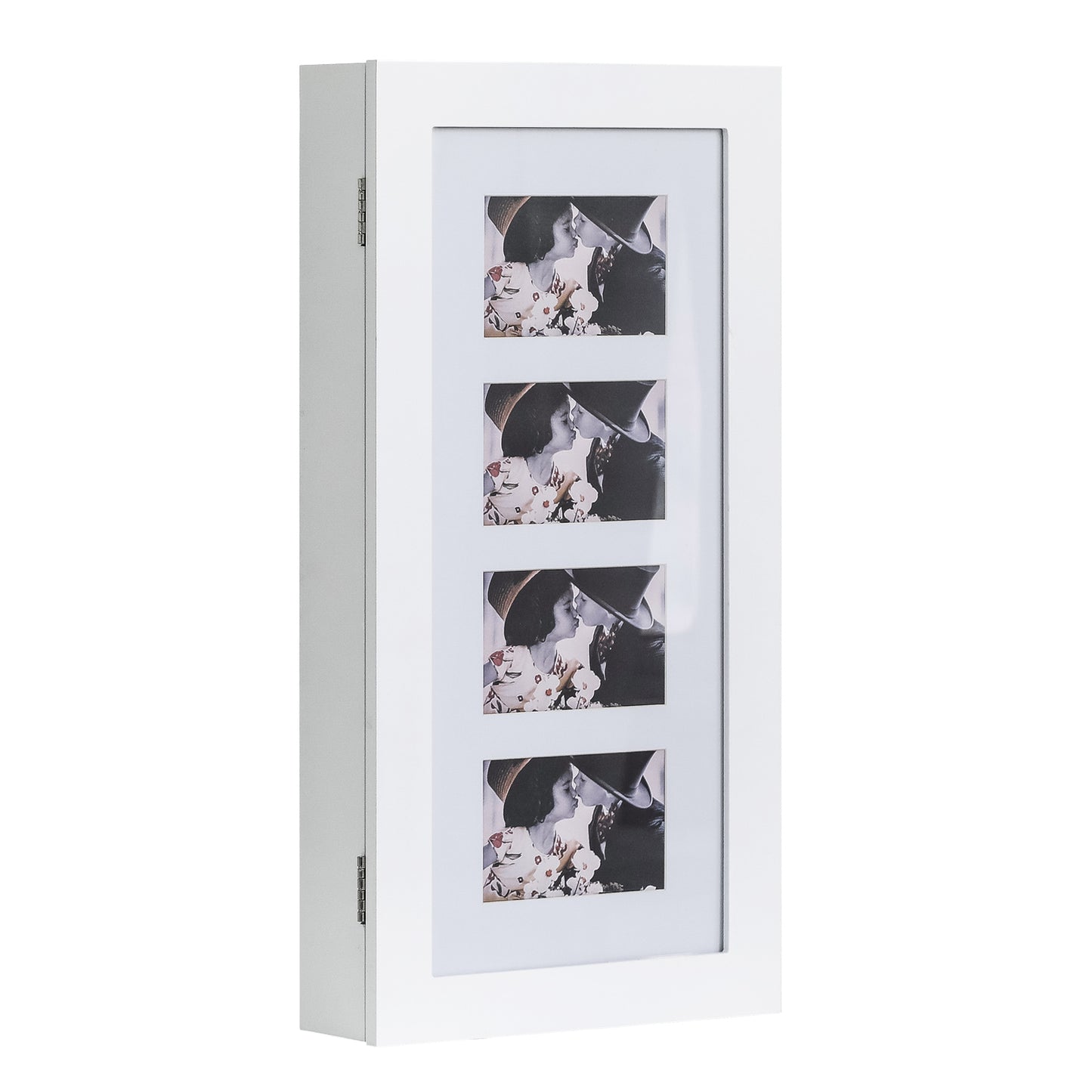 Cosmetics storage Simple PVC Wood Grain Coating Photo Storage Damp-proof Jewelry Mirror Cabinet White【Local Goods】