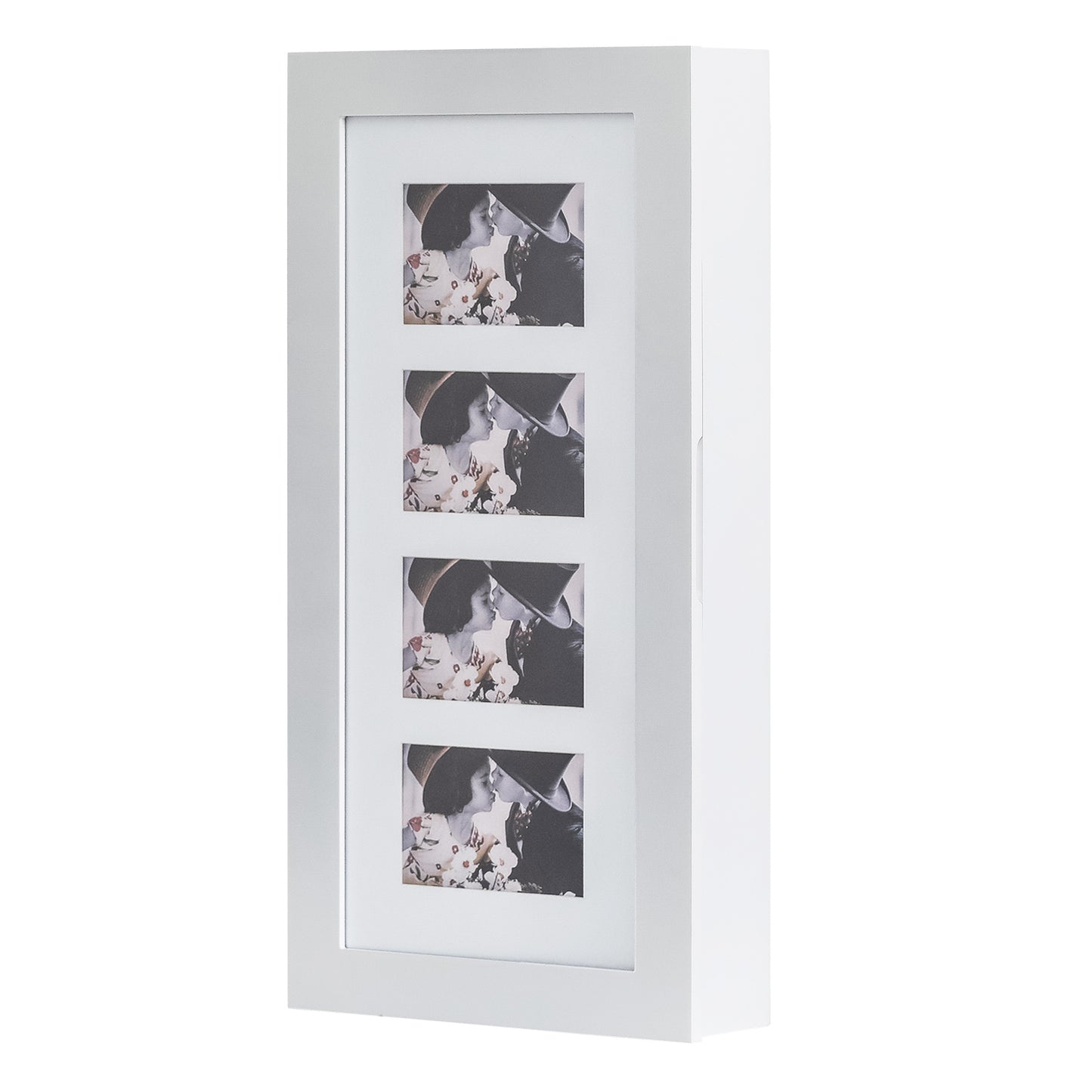 Cosmetics storage Simple PVC Wood Grain Coating Photo Storage Damp-proof Jewelry Mirror Cabinet White【Local Goods】