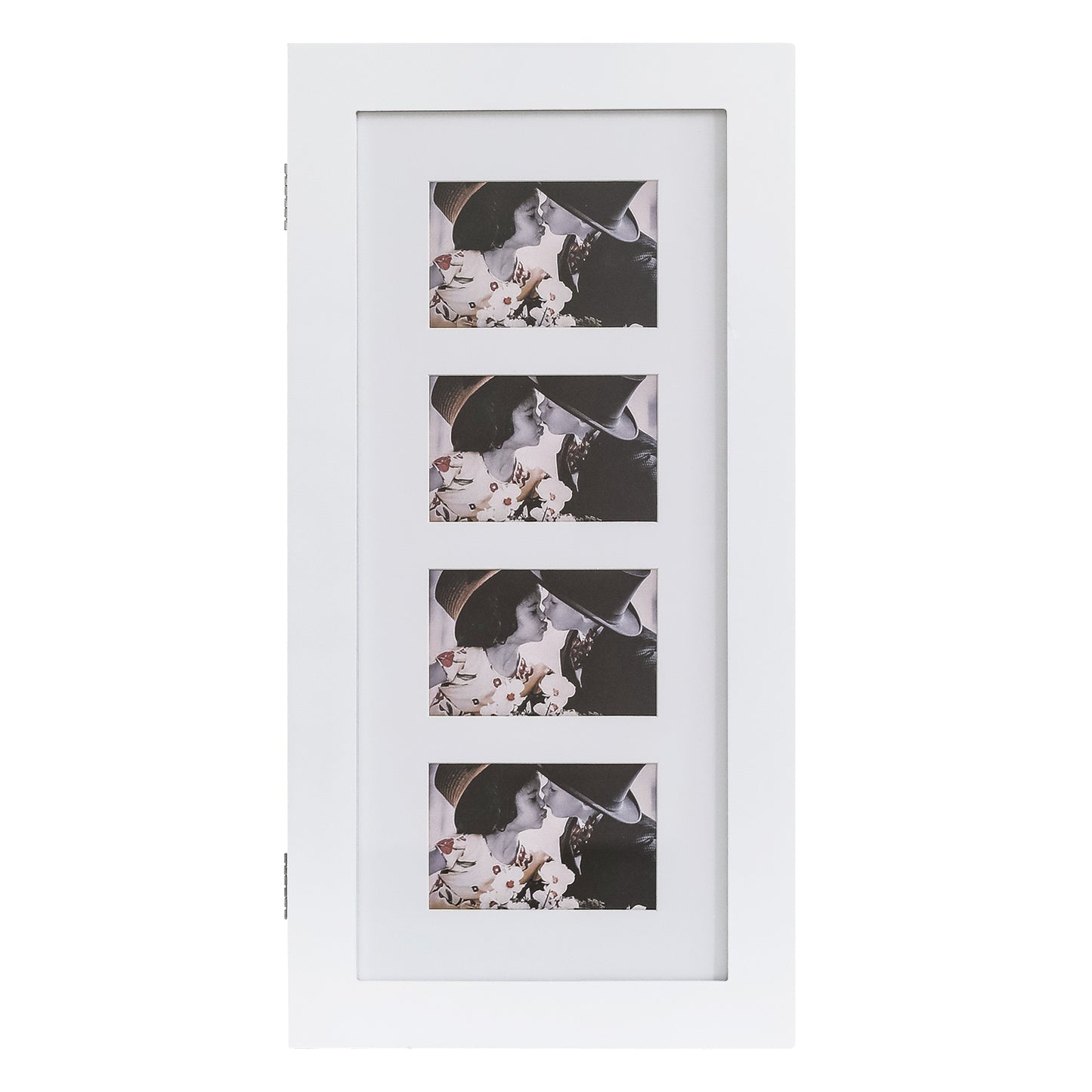 Cosmetics storage Simple PVC Wood Grain Coating Photo Storage Damp-proof Jewelry Mirror Cabinet White【Local Goods】