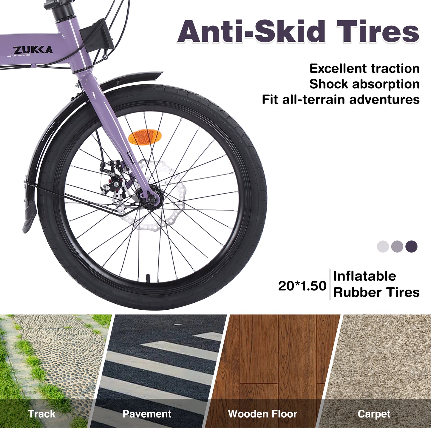 Ride and Slide 20" Folding Bike Steel Frame 7 Speed City Bike