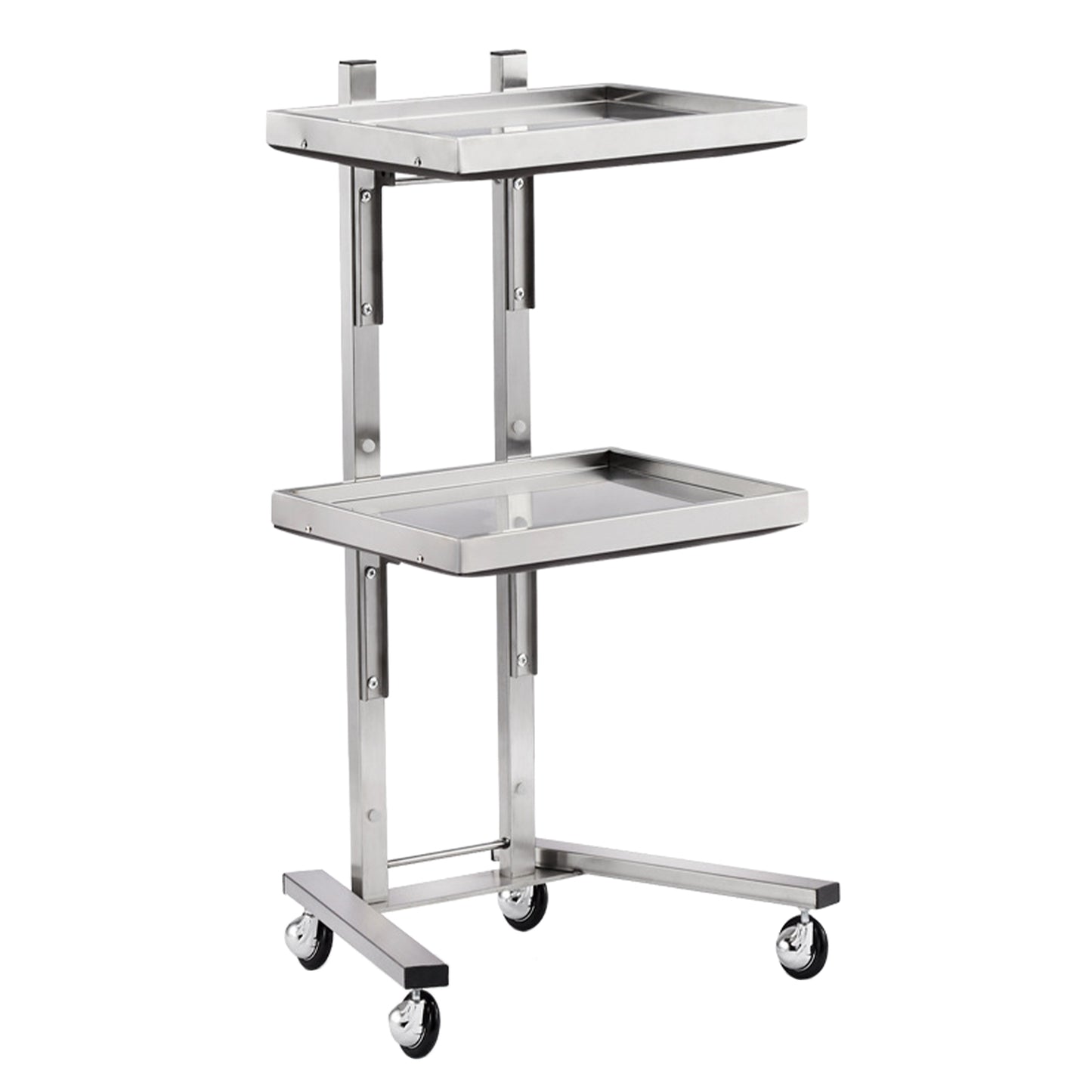 Health & Beauty 2 Tier Beauty Salon SPA Rolling Cart with Double Storage Tray Stainless Steel