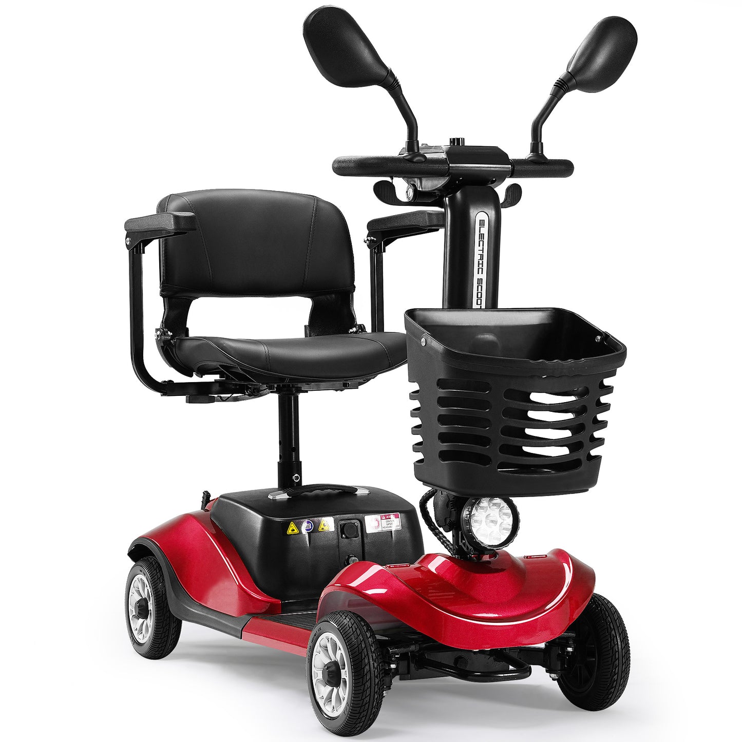 Ride and Slide Foldable Electric Mobility Scooter with Light and Basket – Compact 4-Wheel Travel Wheelchair for Easy Mobility and Perfect Christmas Gift