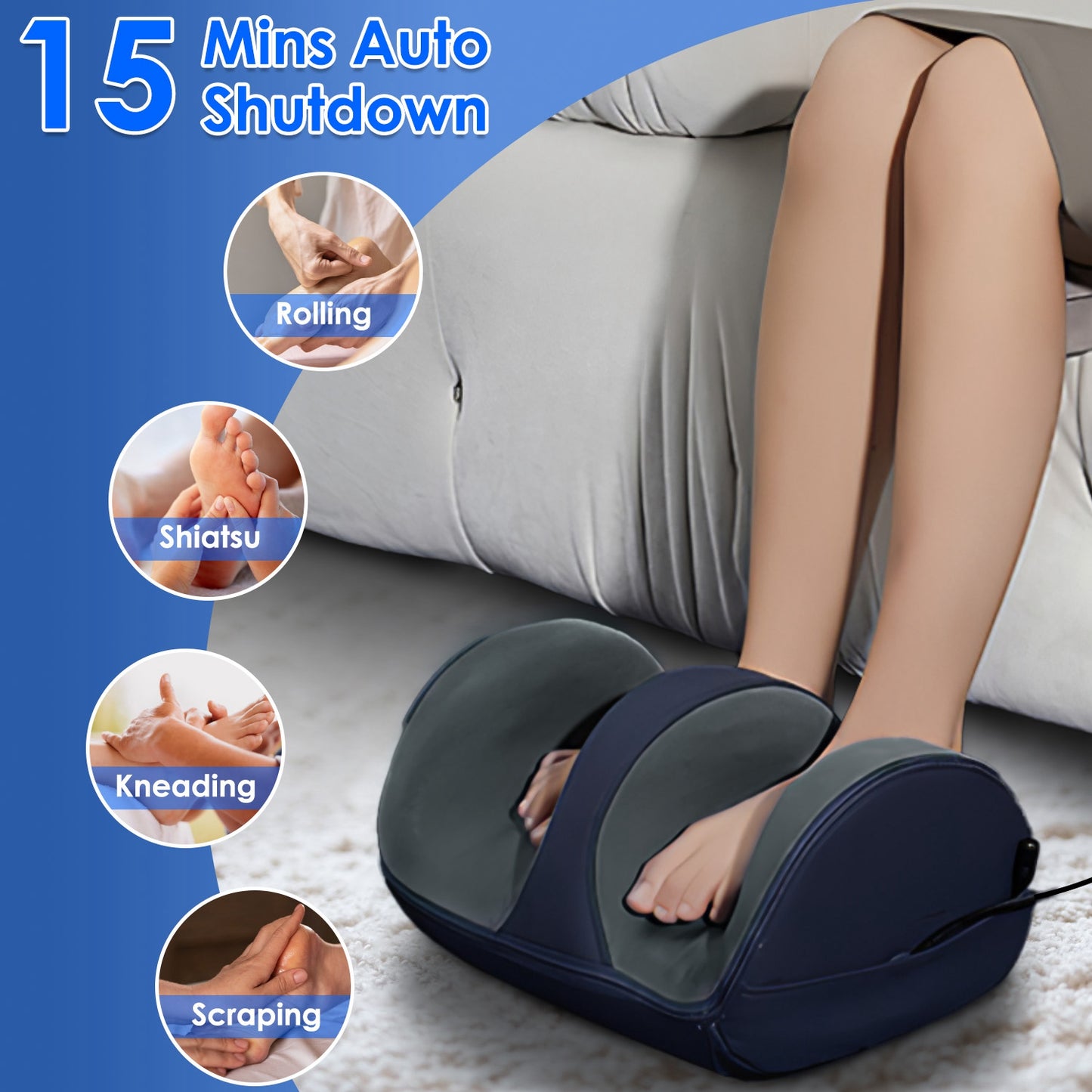 Health & Beauty Shiatsu Foot Massager with Heat Foot Calf Thigh Arm Massager Machine with 3 Modes 3 Intensity Levels Gifts for Mom Dad Lover