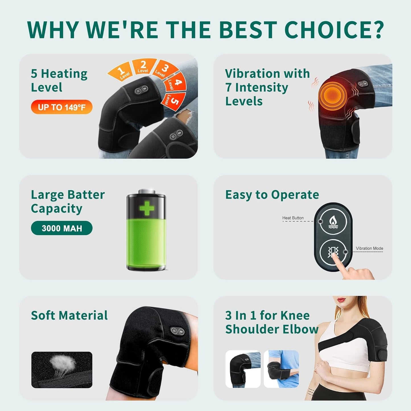 Health & Beauty Knee Heating Massager with Vibration, Wireless Heating Pad for Knees, Shoulders and Elbows, Relieves Deep Tissue Stress (Amazon Embargoed,FEDEX Shipping Support Pickup )