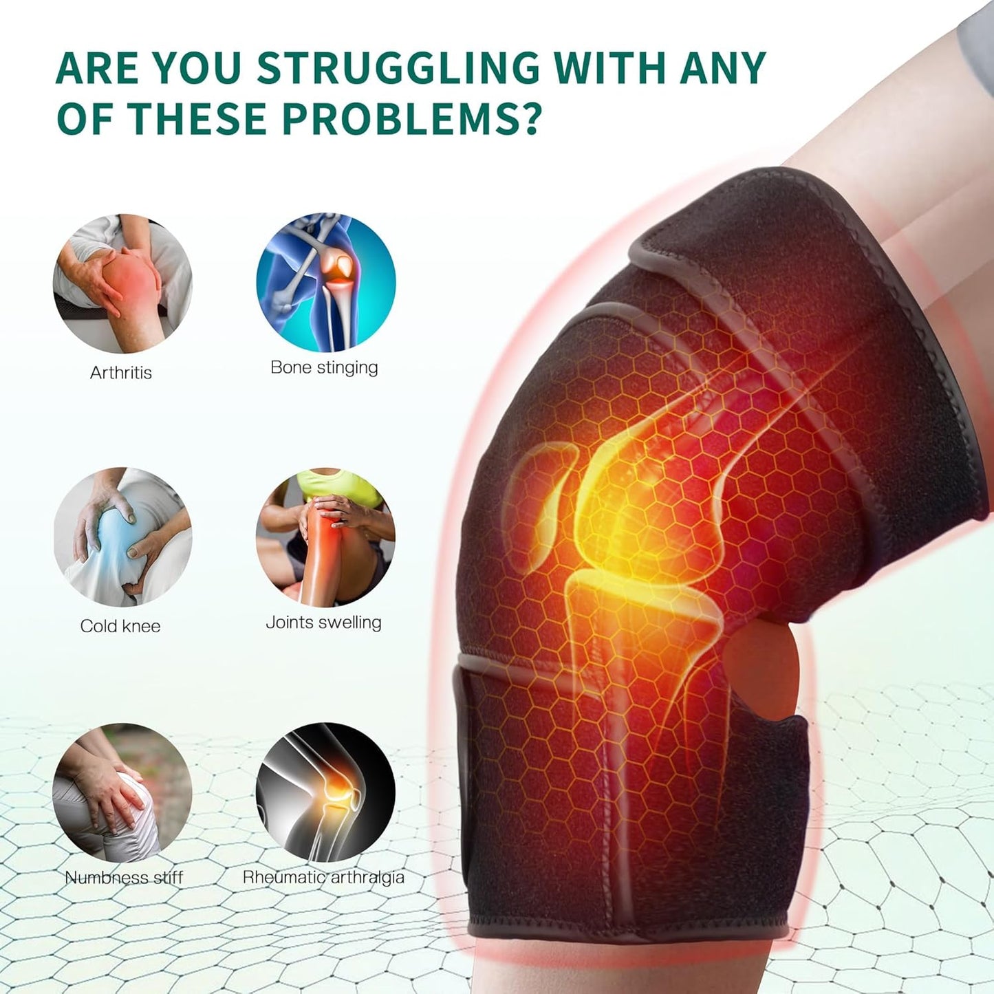 Health & Beauty Knee Heating Massager with Vibration, Wireless Heating Pad for Knees, Shoulders and Elbows, Relieves Deep Tissue Stress (Amazon Embargoed,FEDEX Shipping Support Pickup )