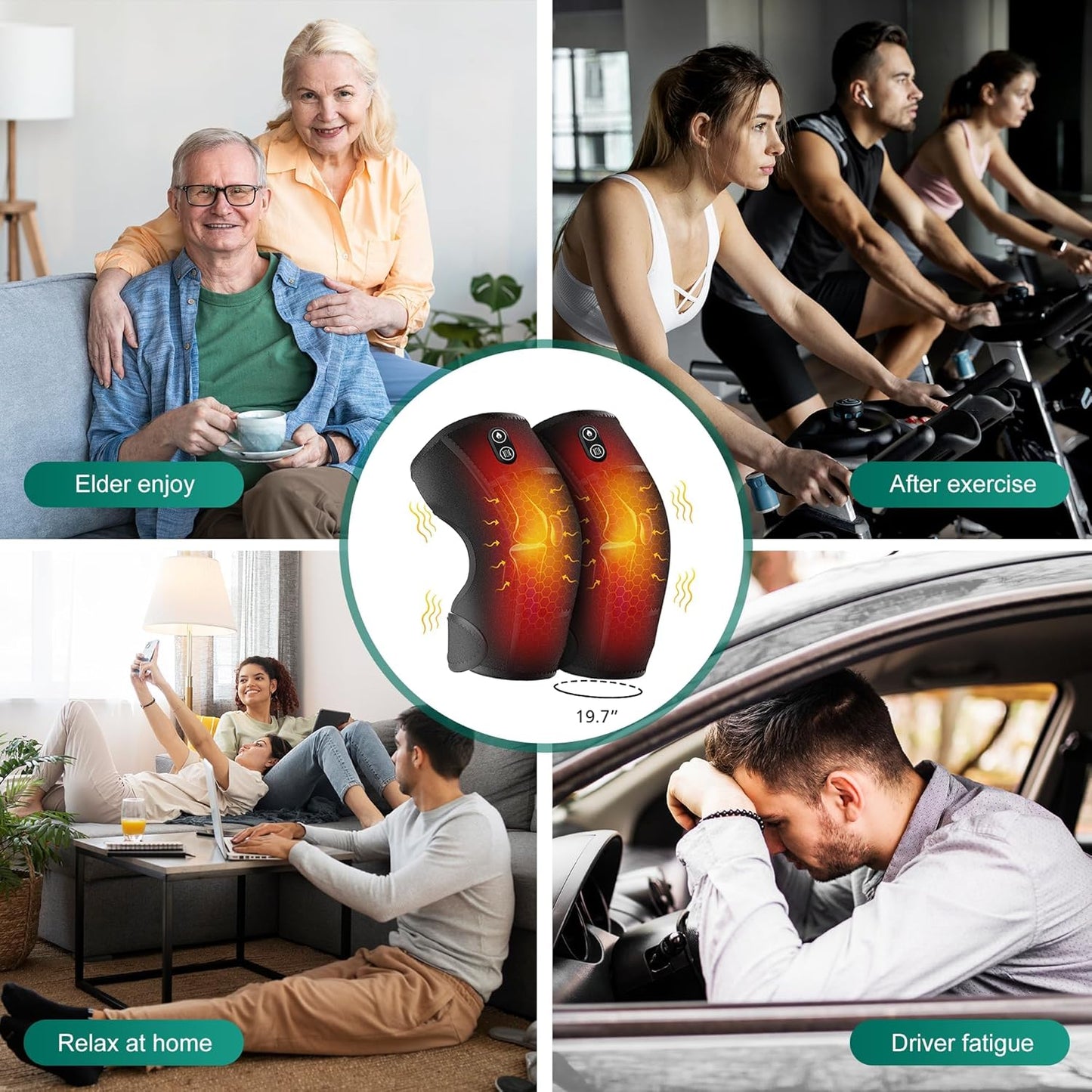 Health & Beauty Knee Heating Massager with Vibration, Wireless Heating Pad for Knees, Shoulders and Elbows, Relieves Deep Tissue Stress (Amazon Embargoed,FEDEX Shipping Support Pickup )