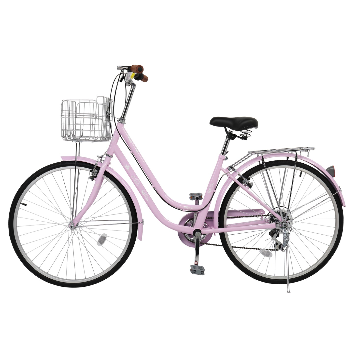 Ride and Slide 26in 150kg High Carbon Steel V Brake 7 Speed Commuter Bike Pink