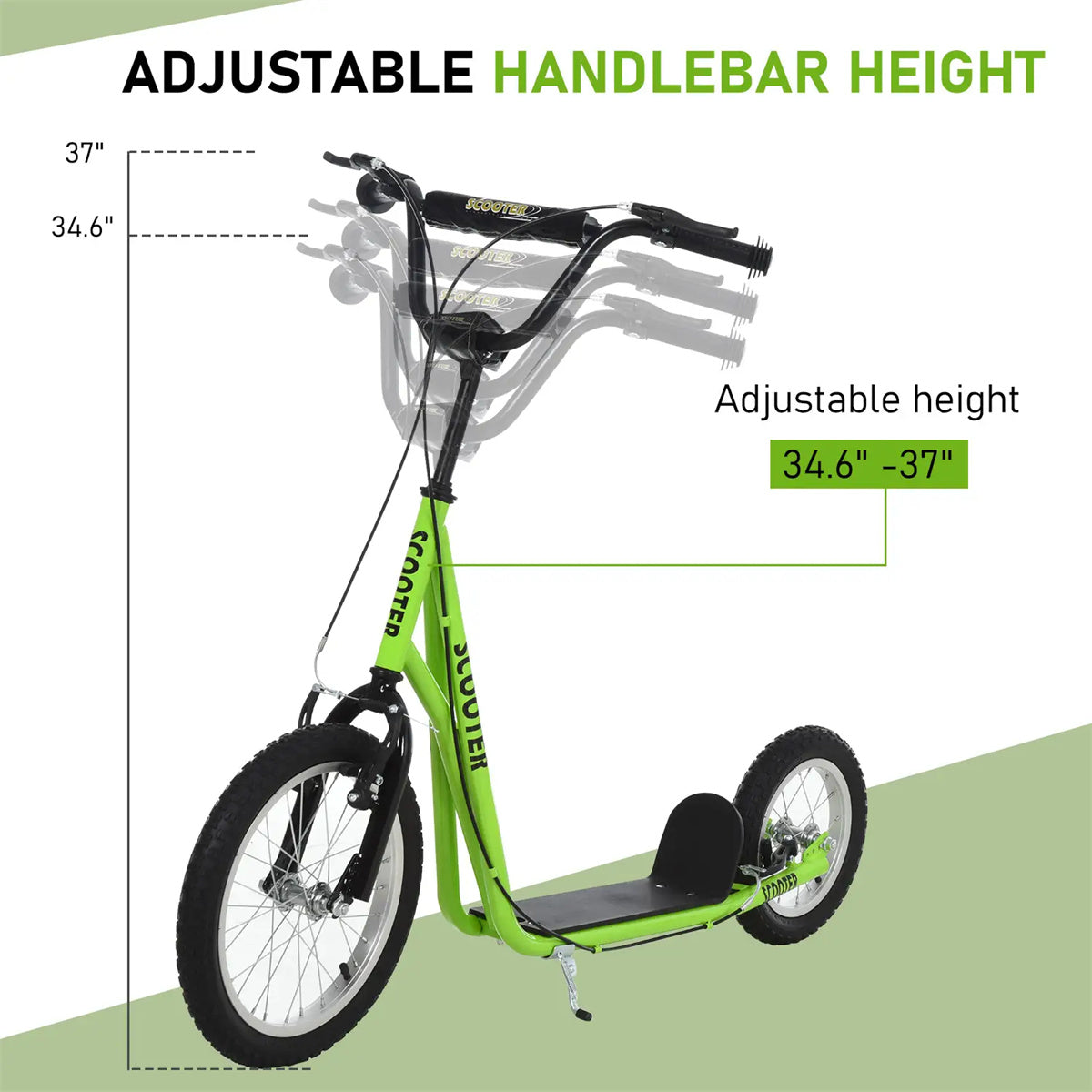 Ride and Slide youth scooter is equipped Dual Brakes - Green