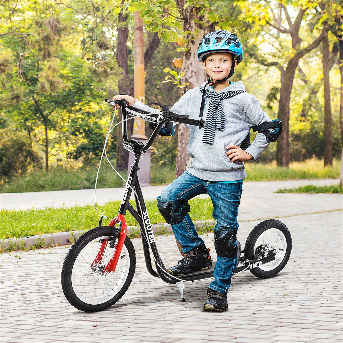 Ride and Slide youth scooter is equipped Dual Brakes - Black