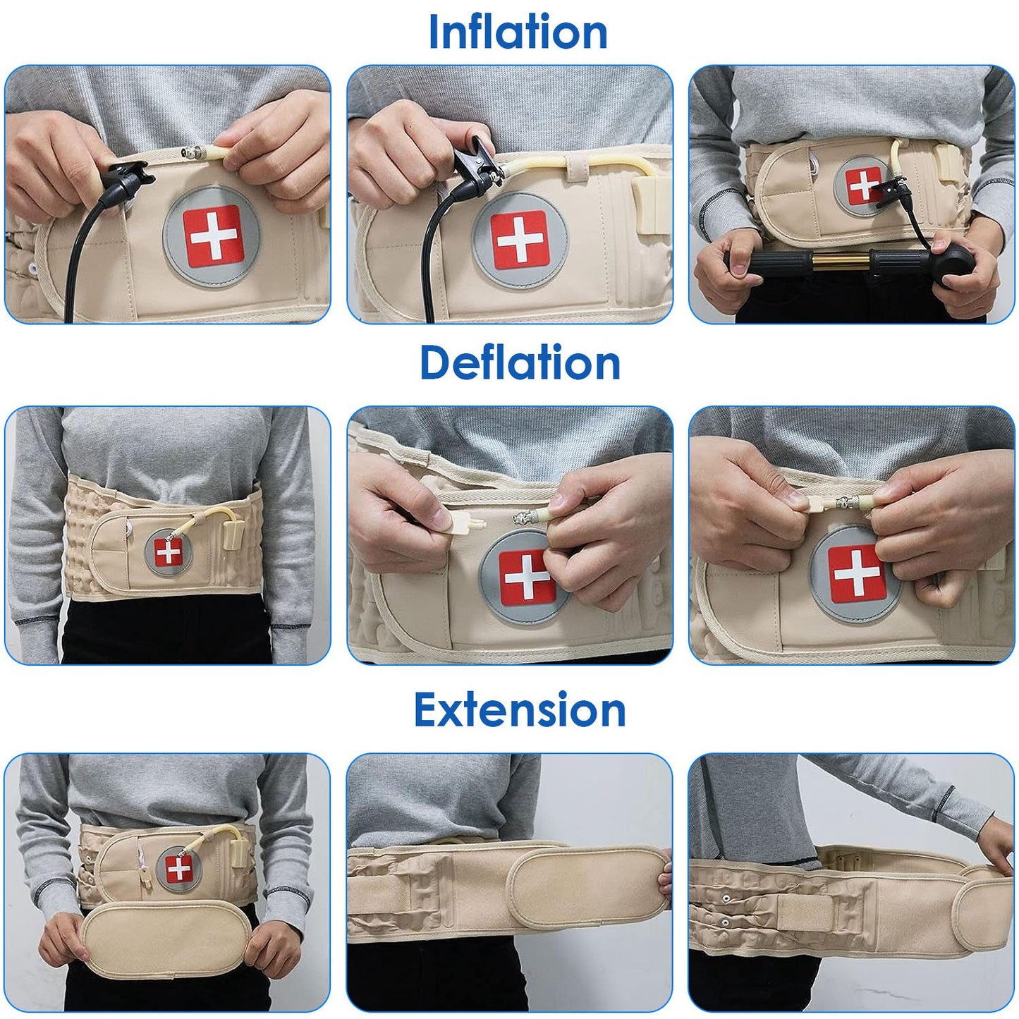 Health & Beauty Decompression Back Belt Lumbar Spine Support Lower Back Air Traction Device with Hand Pump Extension Pad for Men Women Pain Relief Fit For All Waist