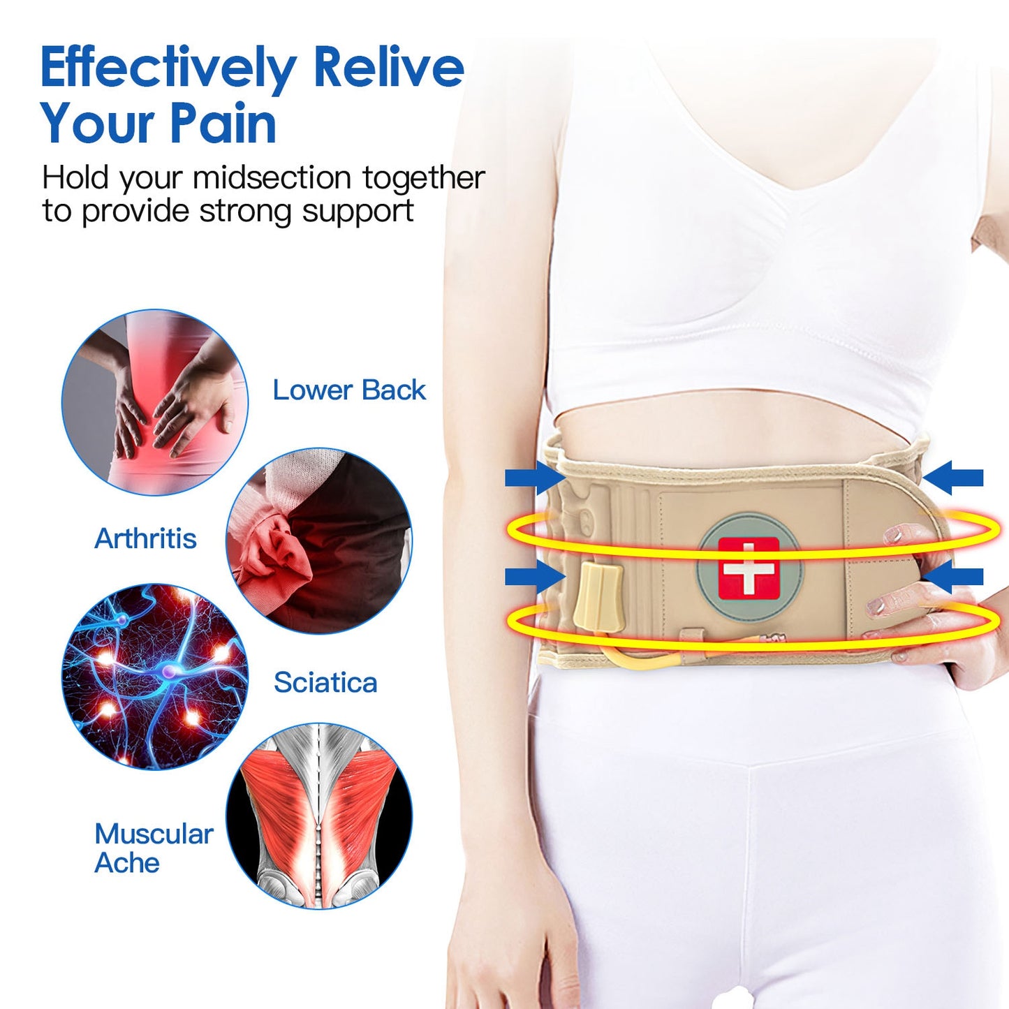 Health & Beauty Decompression Back Belt Lumbar Spine Support Lower Back Air Traction Device with Hand Pump Extension Pad for Men Women Pain Relief Fit For All Waist