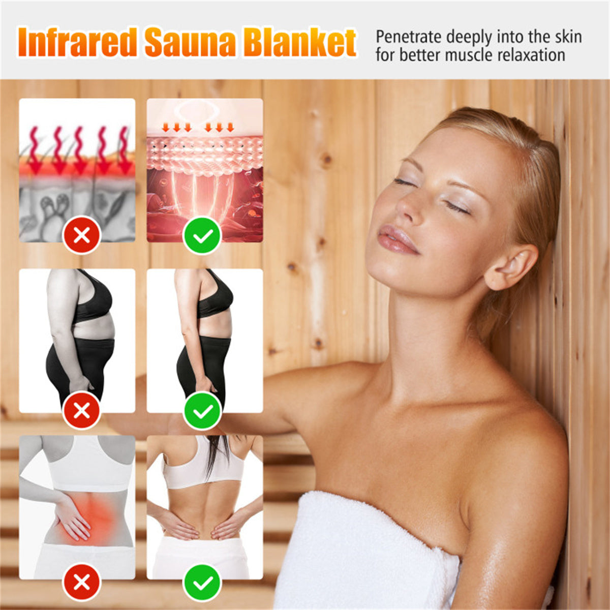 Health & Beauty Infrared Sauna Blanket for Home Use with Armholes Wraps and Sauna Bag