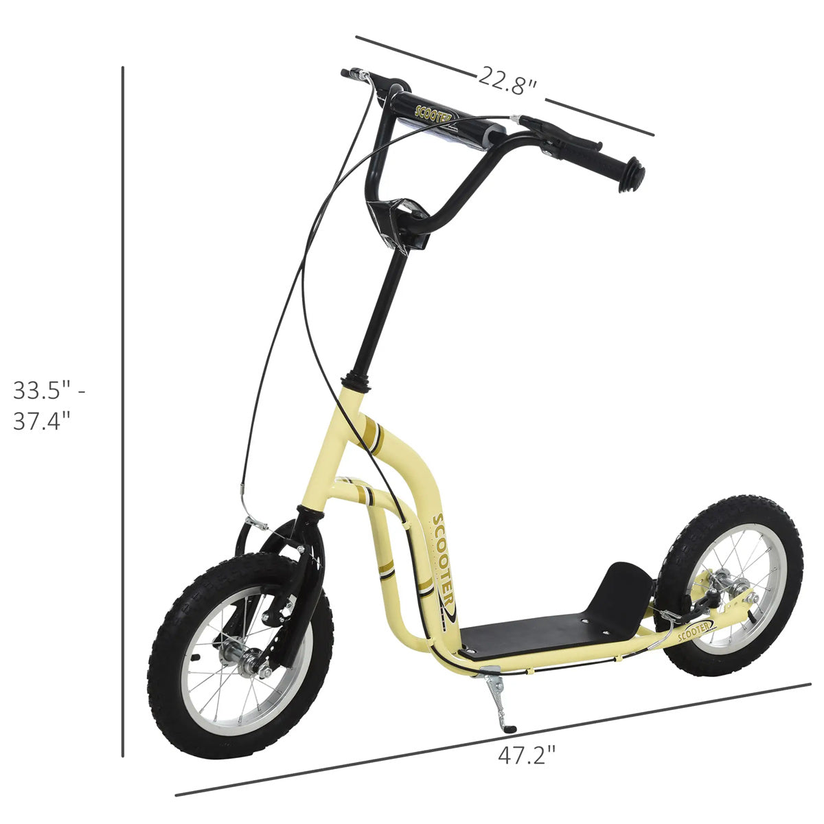 Ride and Slide 12-inch children's scooter with adjustable height. - yellow