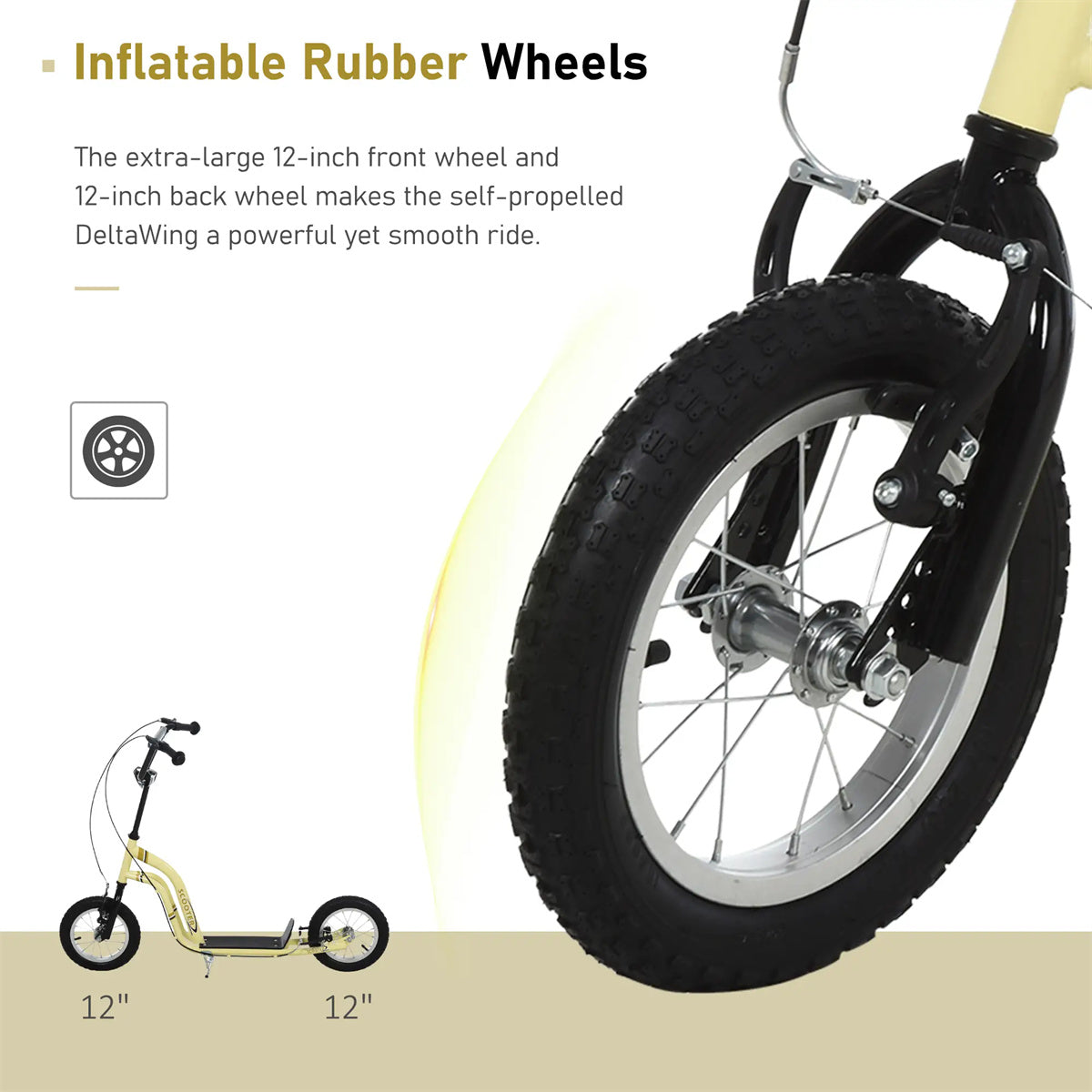 Ride and Slide 12-inch children's scooter with adjustable height. - yellow
