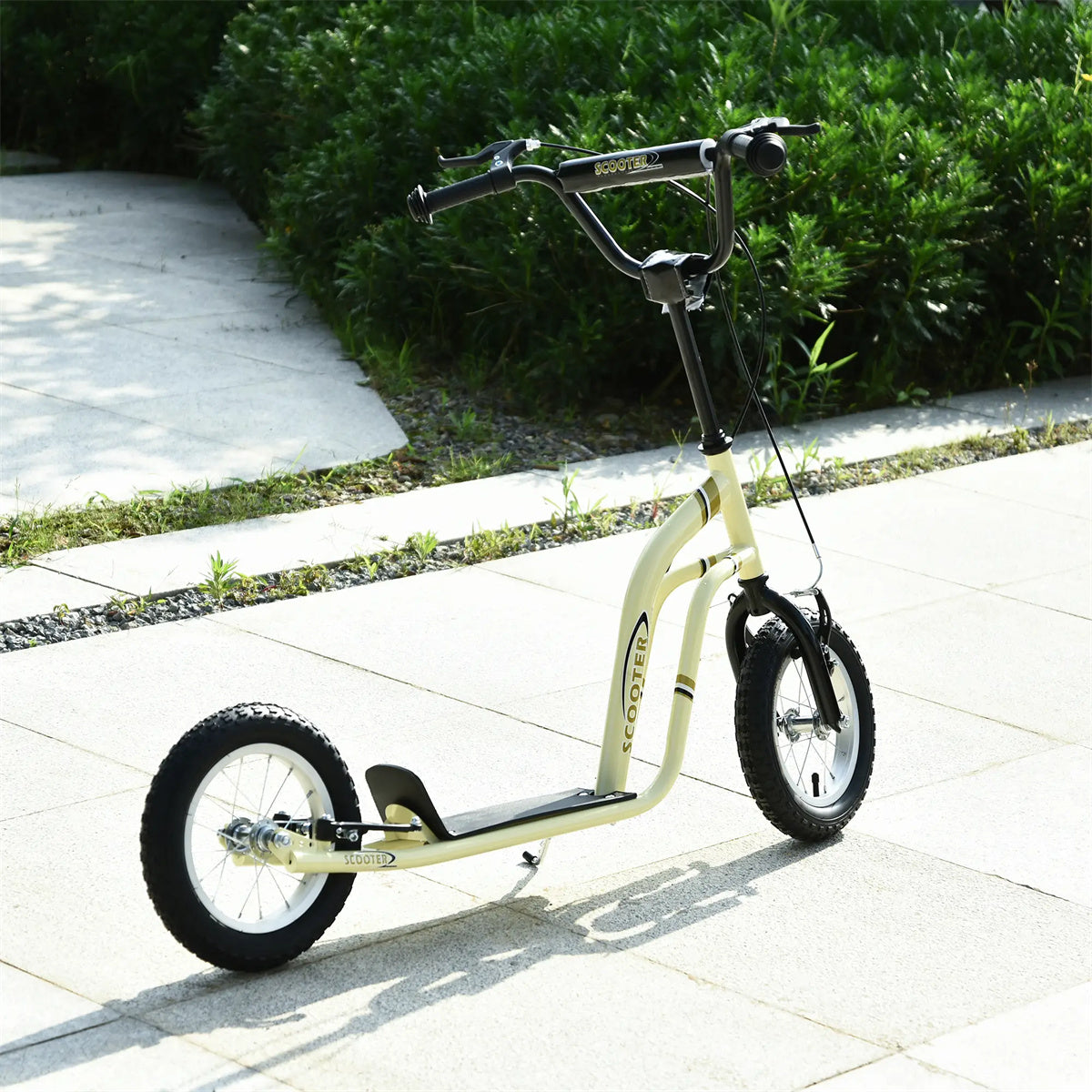 Ride and Slide 12-inch children's scooter with adjustable height. - yellow