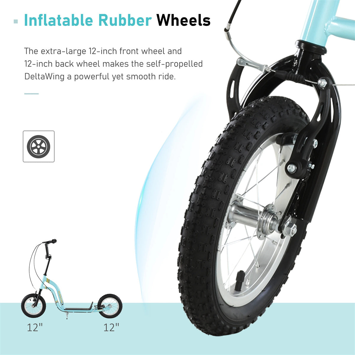 Ride and Slide 12-inch children's scooter with adjustable height. - Blue