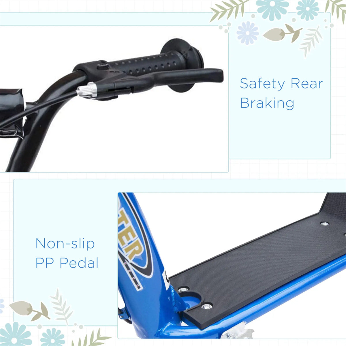 Ride and Slide Kick Scooter with Adjustable Height and Non-slip Footplate for Kids 3+ years