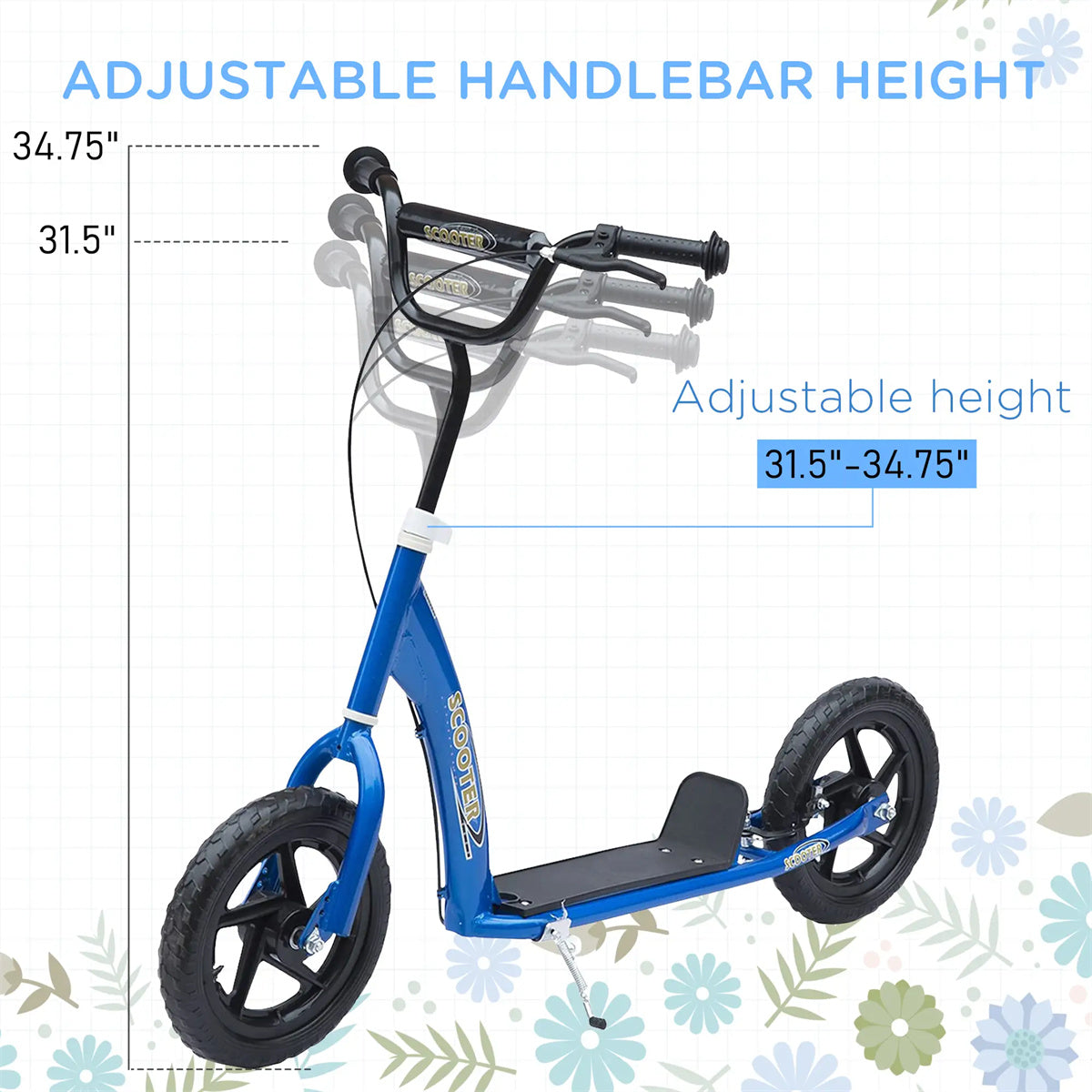 Ride and Slide Kick Scooter with Adjustable Height and Non-slip Footplate for Kids 3+ years