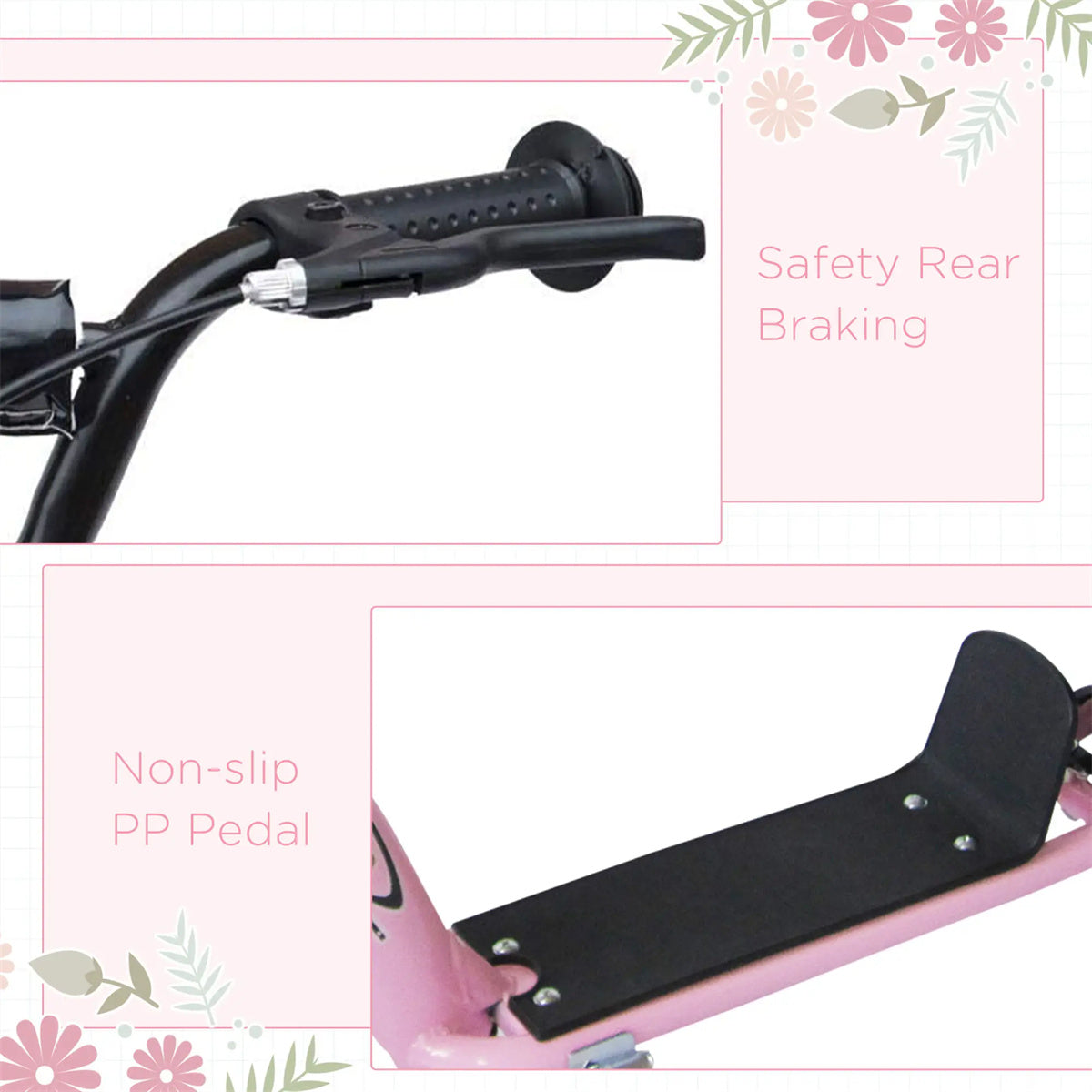 Ride and Slide Kick Scooter with Adjustable Height and Non-slip Footplate for Kids 3+ years