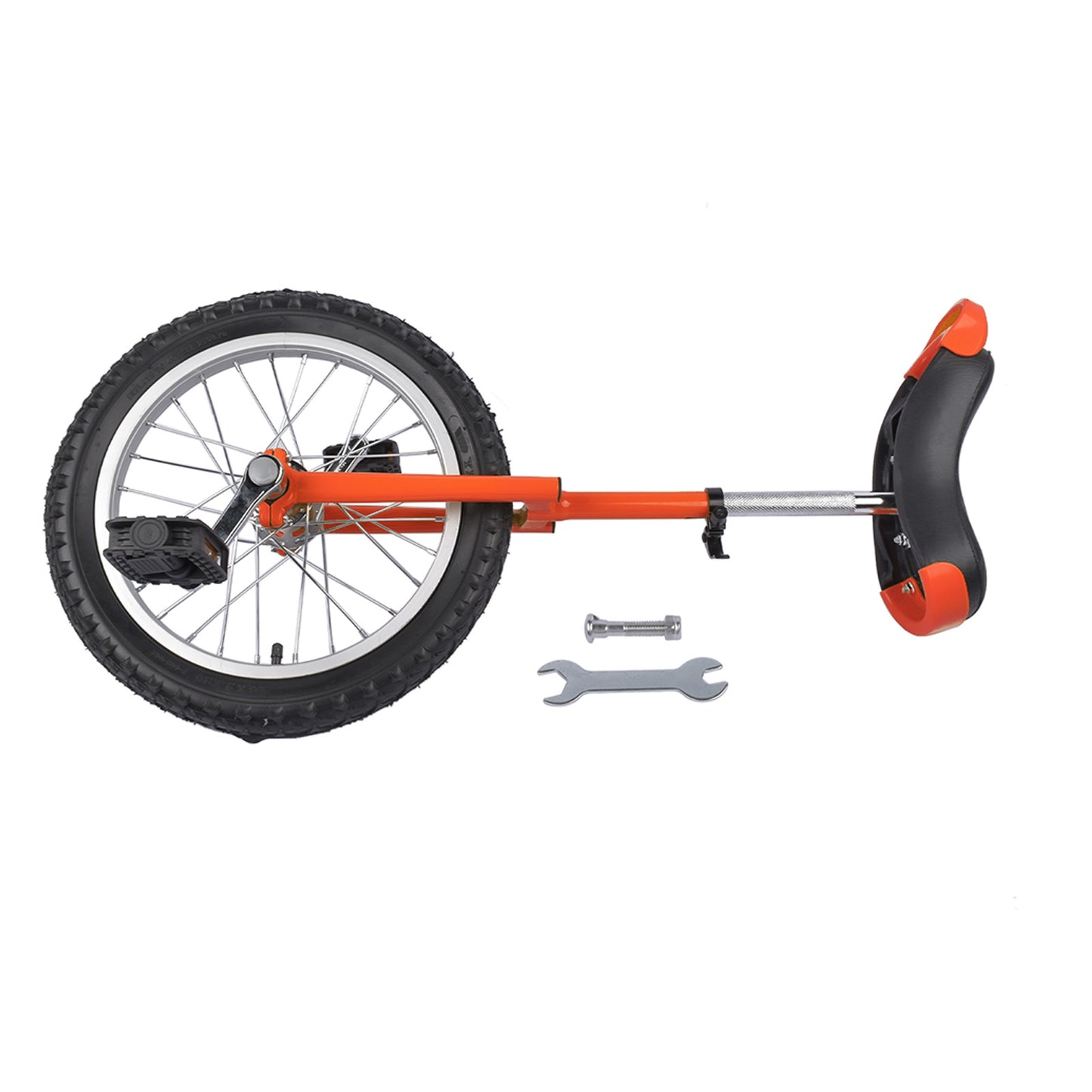 Ride and Slide Height Adjustable Unicycle, 16 Inch Wheel Monocycle for Balance Exercise, Easy Assembly Singe Wheel Cycle for Circus Performance, Outdoor Fitness (Orange)