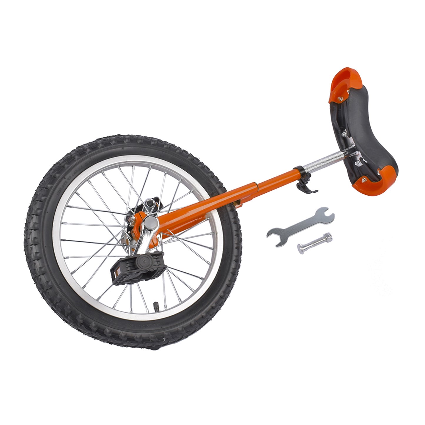 Ride and Slide Height Adjustable Unicycle, 16 Inch Wheel Monocycle for Balance Exercise, Easy Assembly Singe Wheel Cycle for Circus Performance, Outdoor Fitness (Orange)
