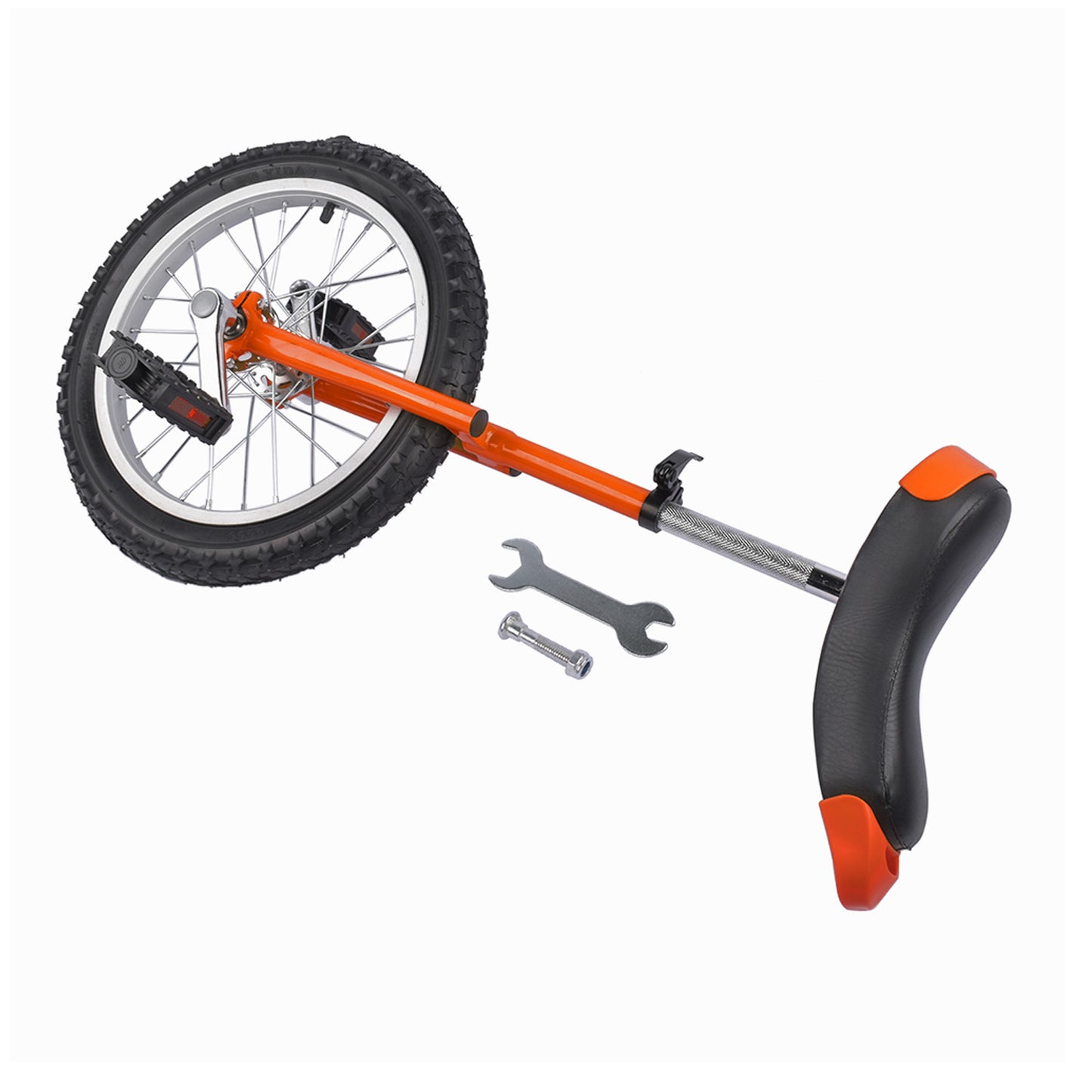 Ride and Slide Height Adjustable Unicycle, 16 Inch Wheel Monocycle for Balance Exercise, Easy Assembly Singe Wheel Cycle for Circus Performance, Outdoor Fitness (Orange)