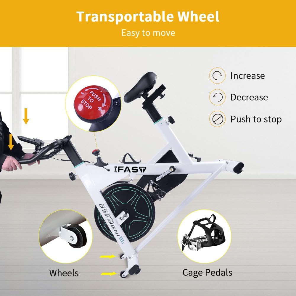 Ride and Slide Stationary Bikes for Home Indoor Exercise Bike with LCD Monitor and Comfortable Seat Cushion for Home Gym Cardio Fitness Training