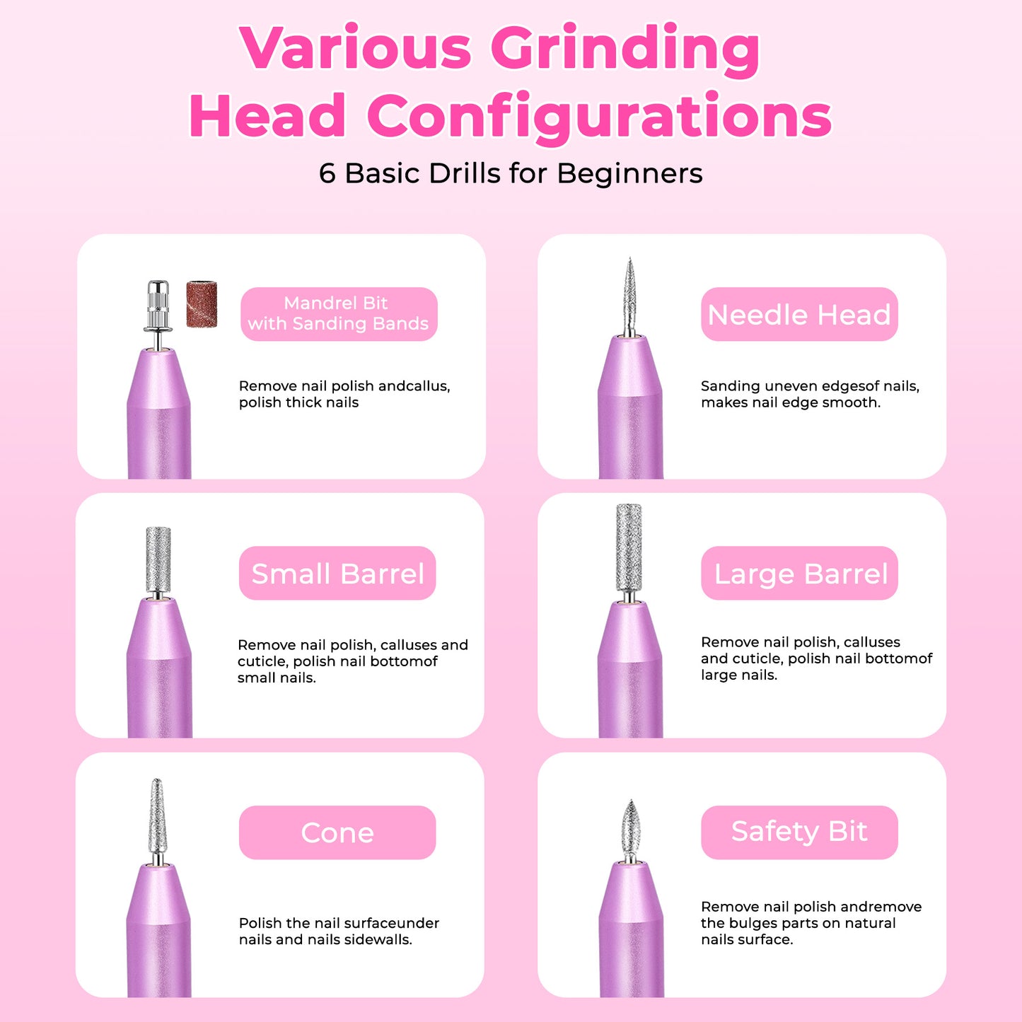 Health & Beauty Portable Electric Nail Drill, Professional Nail File Kit for Acrylic, Gel Nails, Manicure Pedicure with Nail Drill Bits Sanding Bands Rose gold
