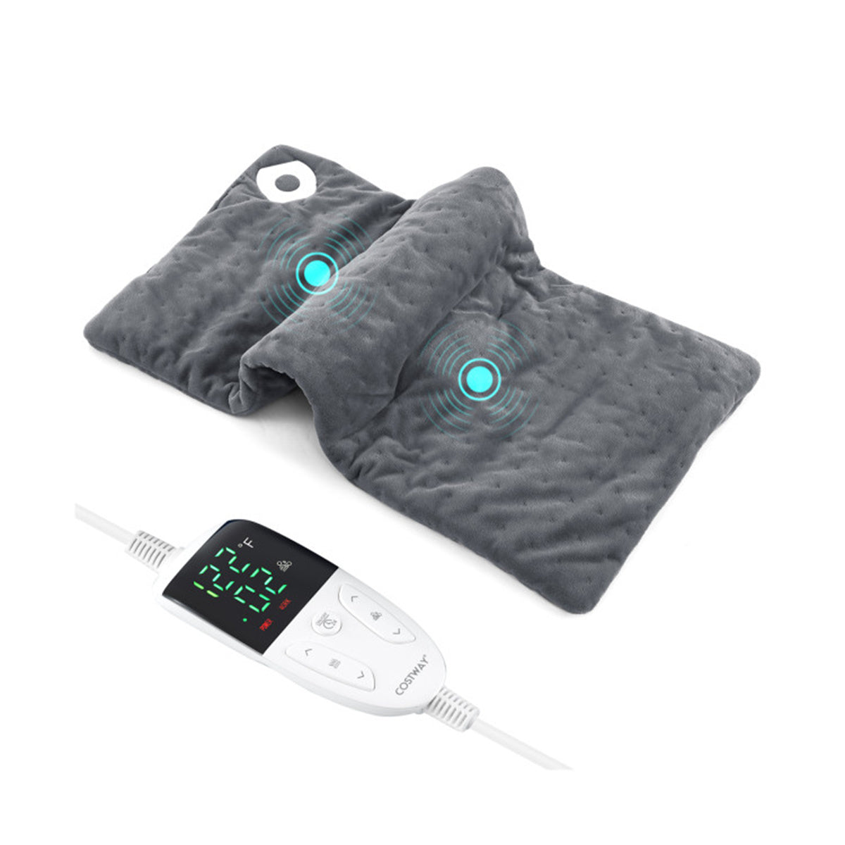 Health & Beauty Gray Electric heated pad is equipped with 2 small massagers interior