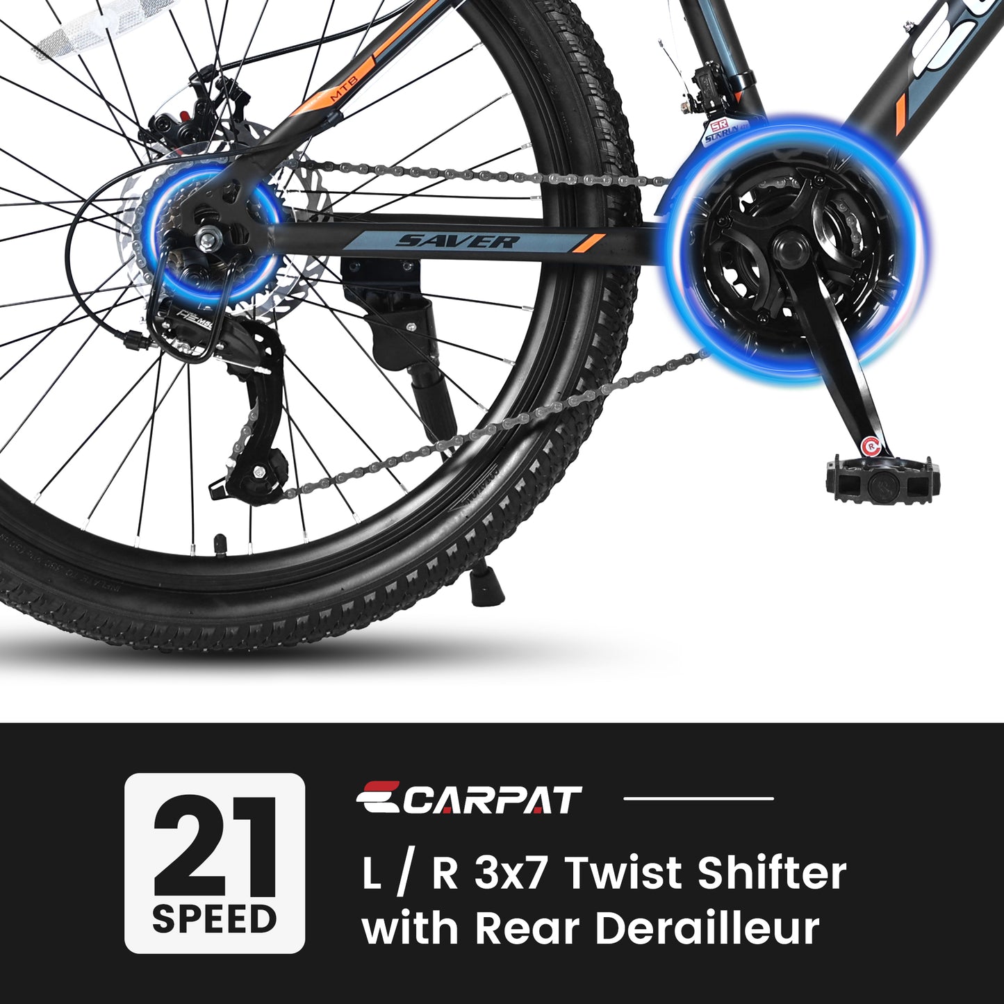 Ride and Slide 24 Inch Mountain Bike Boys Girls, Steel Frame, Shimano 21 Speed Mountain Bicycle with Daul Disc Brakes and Front Suspension MTB