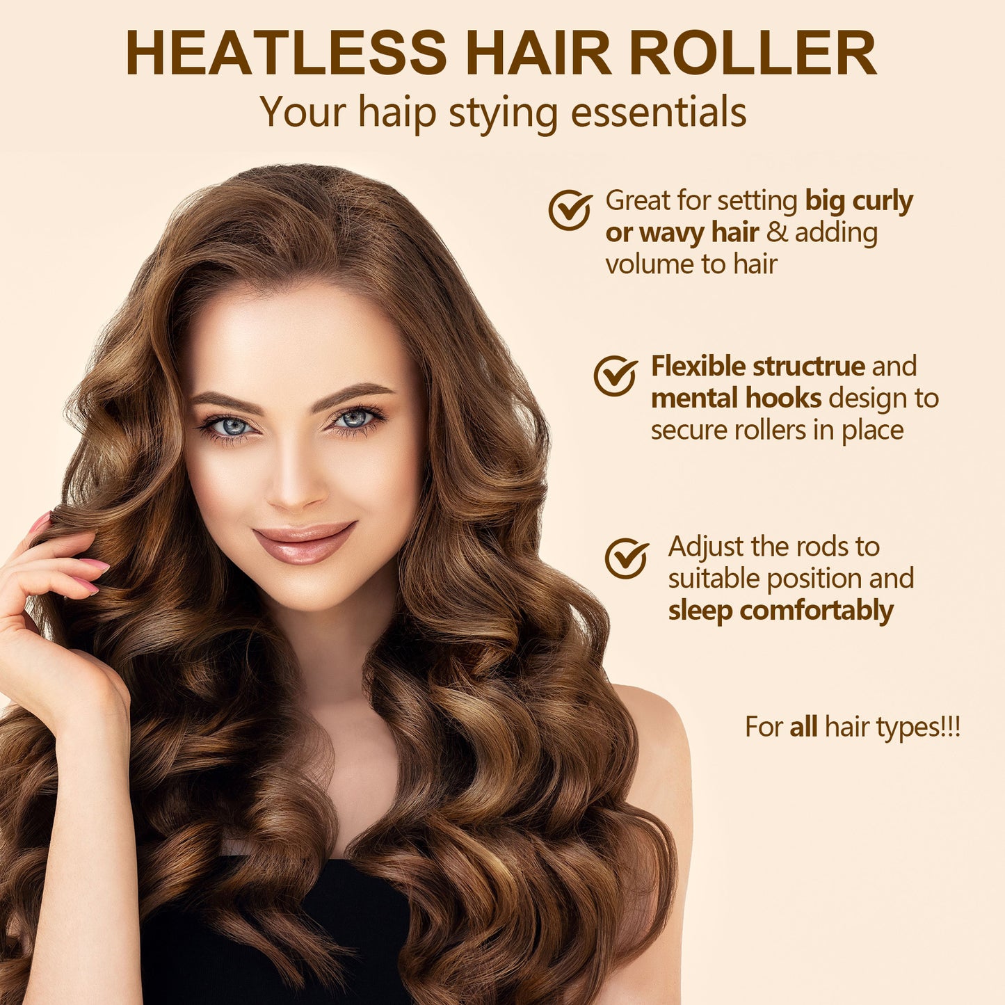 Health & Beauty Overnight Heatless Hair Curler, Heatless Curls Satin Flexi Rods with Hook, Versatile Curling Tool for All Hair Types - Pink
