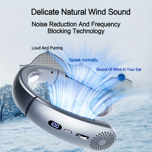 Outdoor, Recreational and Sports 2025 Upgraded Bladeless Portable Neck Fan with 360° Rotatable Airflow - Wearable, Rechargeable, Adjustable Speeds, Perfect for Indoor & Outdoor Use, USB Powered, Includes Power Cable