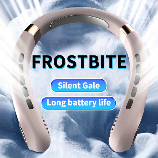 Outdoor, Recreational and Sports Frostbite Silent Gale Wearable Neck Fan - Portable Bladeless Hands-Free USB-Charged Personal Cooling Device with 5 Speed Settings, Long Life Rechargeable Lithium Battery, AI Energy Saving, Indoor & Travel Use