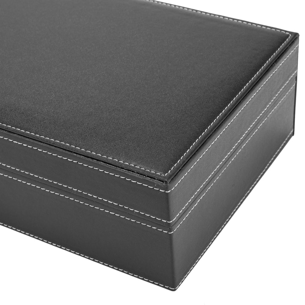 Cosmetics storage Jewelry Box 8 Slots Watch Organizer Storage Case with Lock and Mirror for Men Women Black【Local Goods】