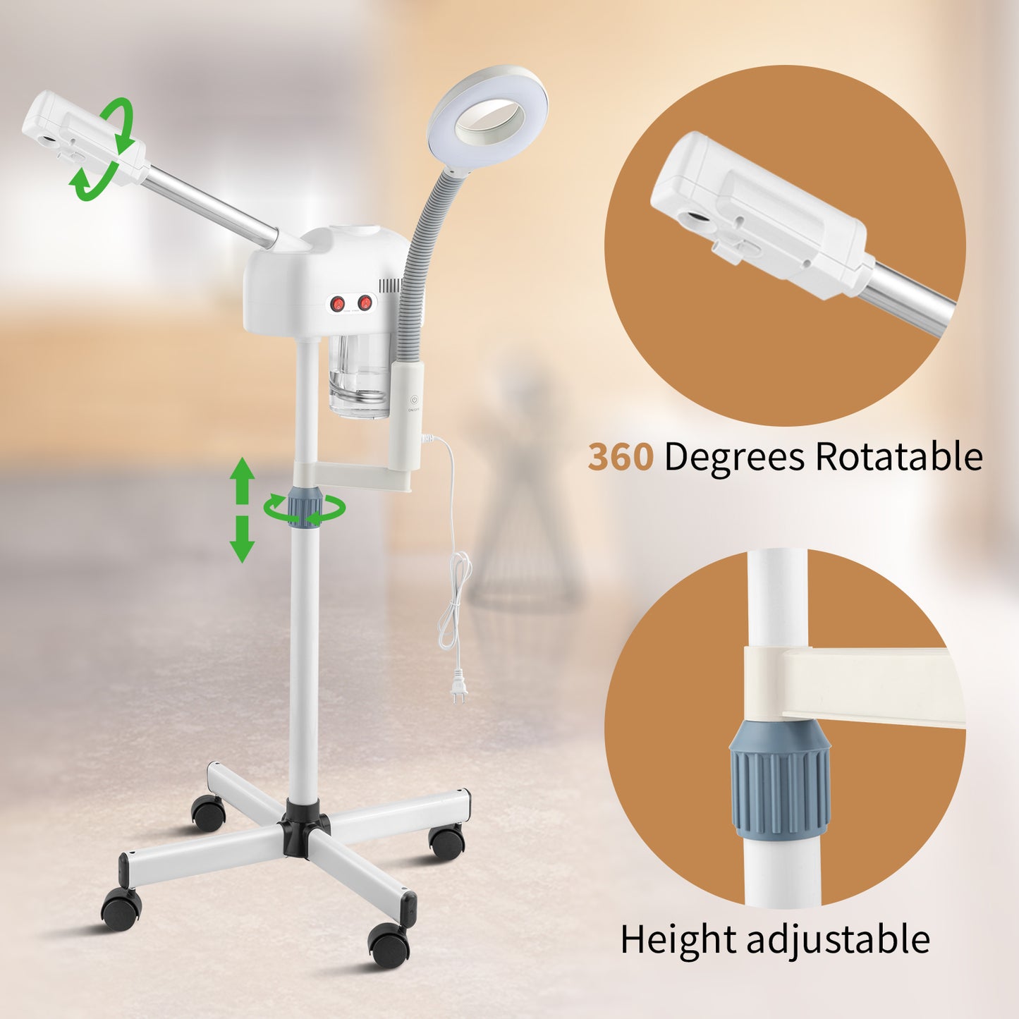 Health & Beauty 2 in 1 Facial Steamer with 3X Magnifying Lamp, Esthetician Steamer Professional Aromatherapy Humidifier Face Spa Mist Steam for Home Beauty Salon, Personal Skin Care Deep Cleaning