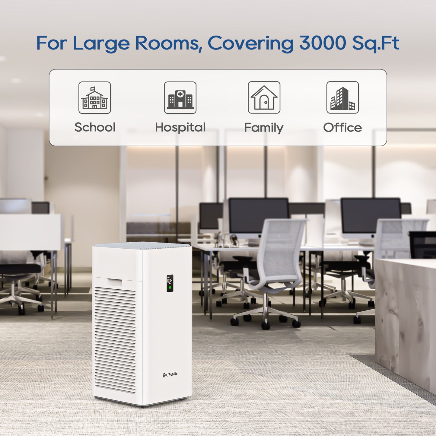 Household Appliances Lifubide Large Room Air Purifier, H13 True HEPA,4555 Sq.Ft Coverage,24dB Low Noise For Bedroom,Removal Of 99.99% 0.01 Microns Particles, Pet Dander Smoke Odor Dust,PM2.5 Monitor, Smart Air Purifiers