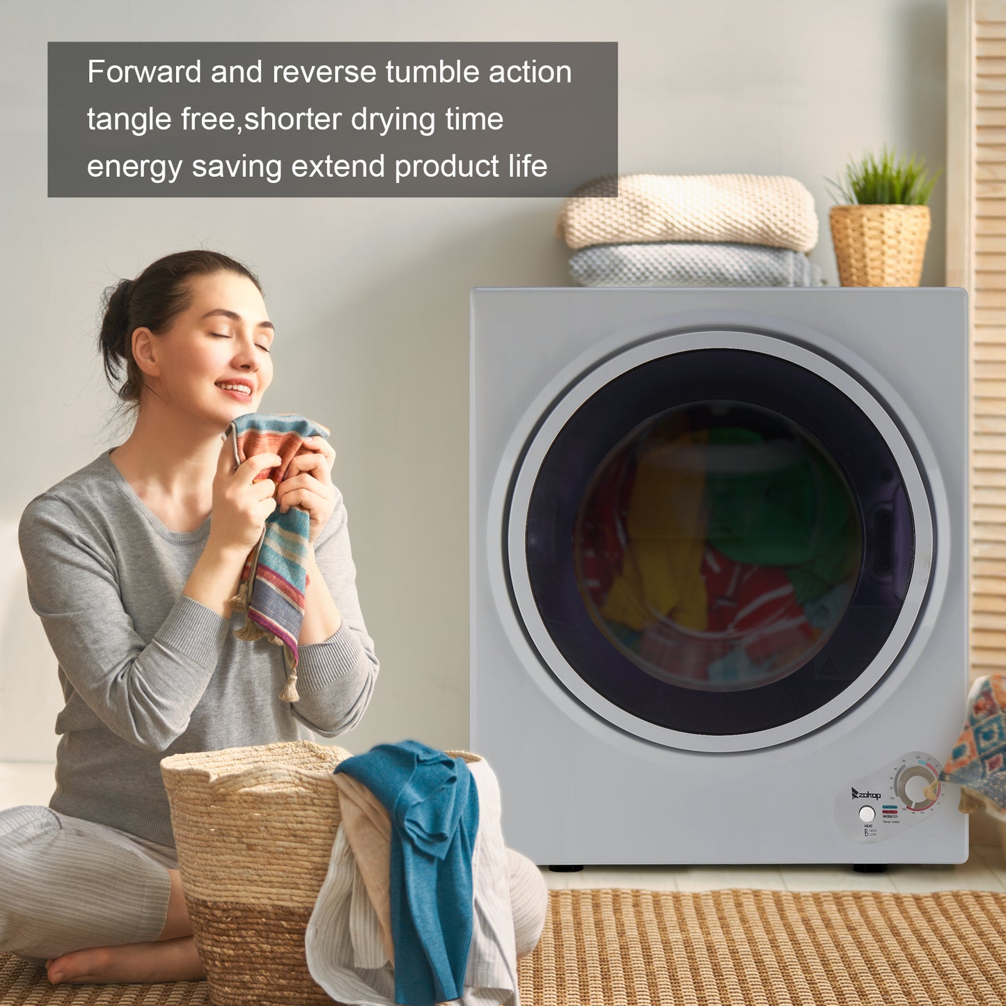 Household Appliances GYM25-78G2 Compact Portable Household clothes Dryer 2.5KG 1.6cuft with Stainless Steel Drum Black and White 120V MECHANICAL Control ETL Certification