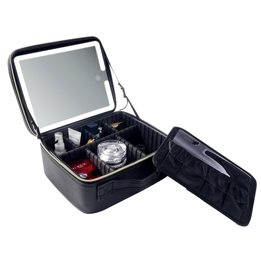Cosmetics storage Professional High-capacity Multilayer Portable Travel Makeup Bag Strap Black【Local Goods】