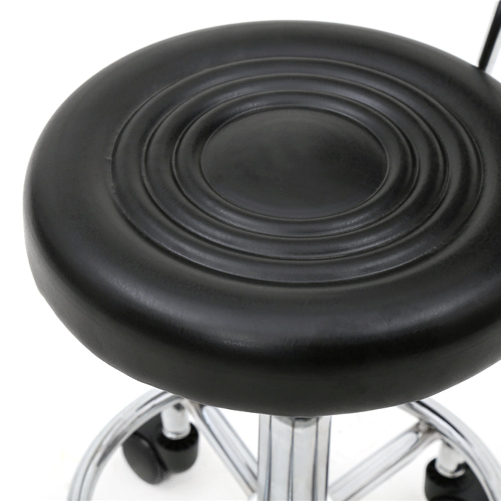 Health & Beauty Round Shape Adjustable Salon Stool with Back and Line Black