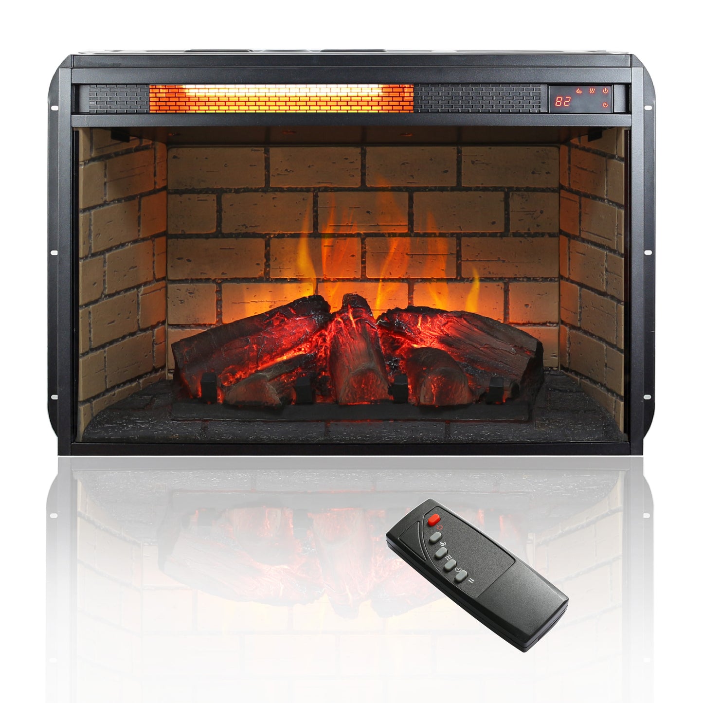 Household Appliances 26 inch infrared quartz heater fireplace insert -woodlog version with brick