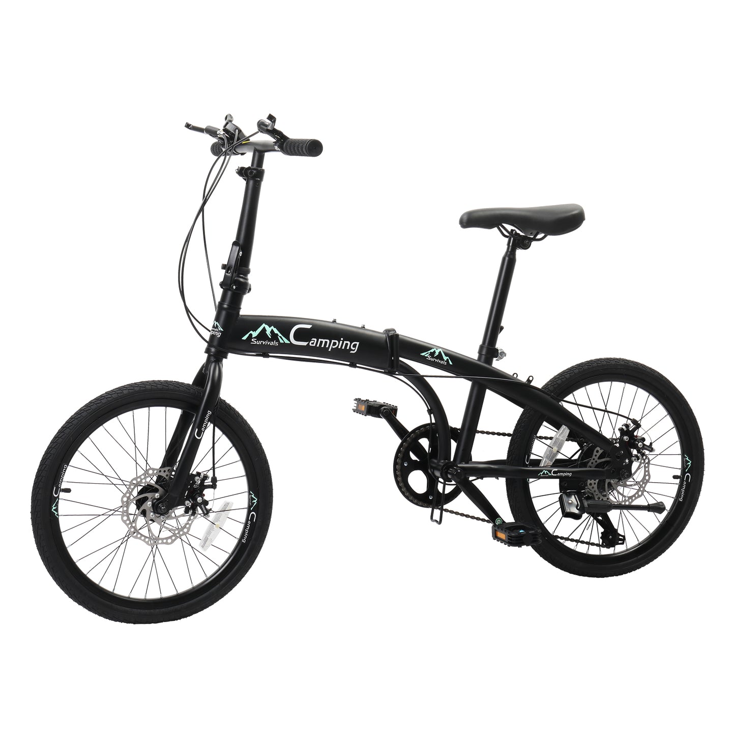 Ride and Slide 20in 150kg High Carbon Steel Foldable Commuter Bicycle Black