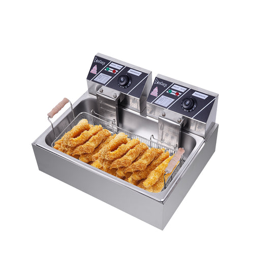 Kitchen Appliances 【Replace the old encoding 82308600】Eh83O 110V Oil Consumption 12.7Qt/22L Oil Pan Total Capacity 23.26Qt/22L Stainless Steel Large Single-Cylinder Electric Fryer 5000W Max