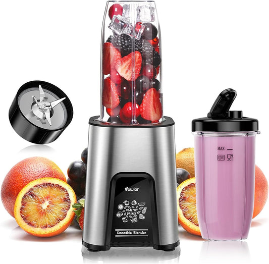 Kitchen Appliances VEWIOR Smoothie Blender, 900W Personal Blender for Shakes and Smoothies, Blenders for Kitchen, Smoothie Juice Mixer with 2 * 22Oz BPA-Free To-Go Cups