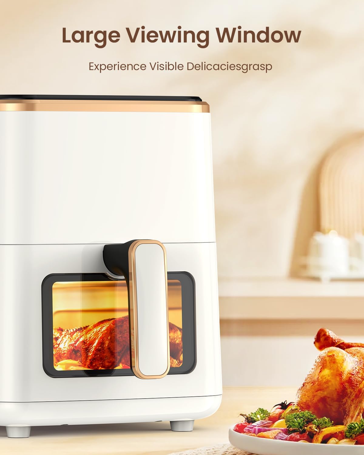 Kitchen Appliances VEWIOR Air Fryer, 5.3Qt Airfryer with Viewing Window, 7 Custom Presets Large Air Fryer Oven with Smart Digital Touchscreen,Non-stick and Dishwasher-Safe Basket
