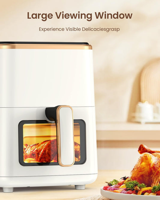 Kitchen Appliances VEWIOR Air Fryer, 5.3Qt Airfryer with Viewing Window, 7 Custom Presets Large Air Fryer Oven with Smart Digital Touchscreen,Non-stick and Dishwasher-Safe Basket